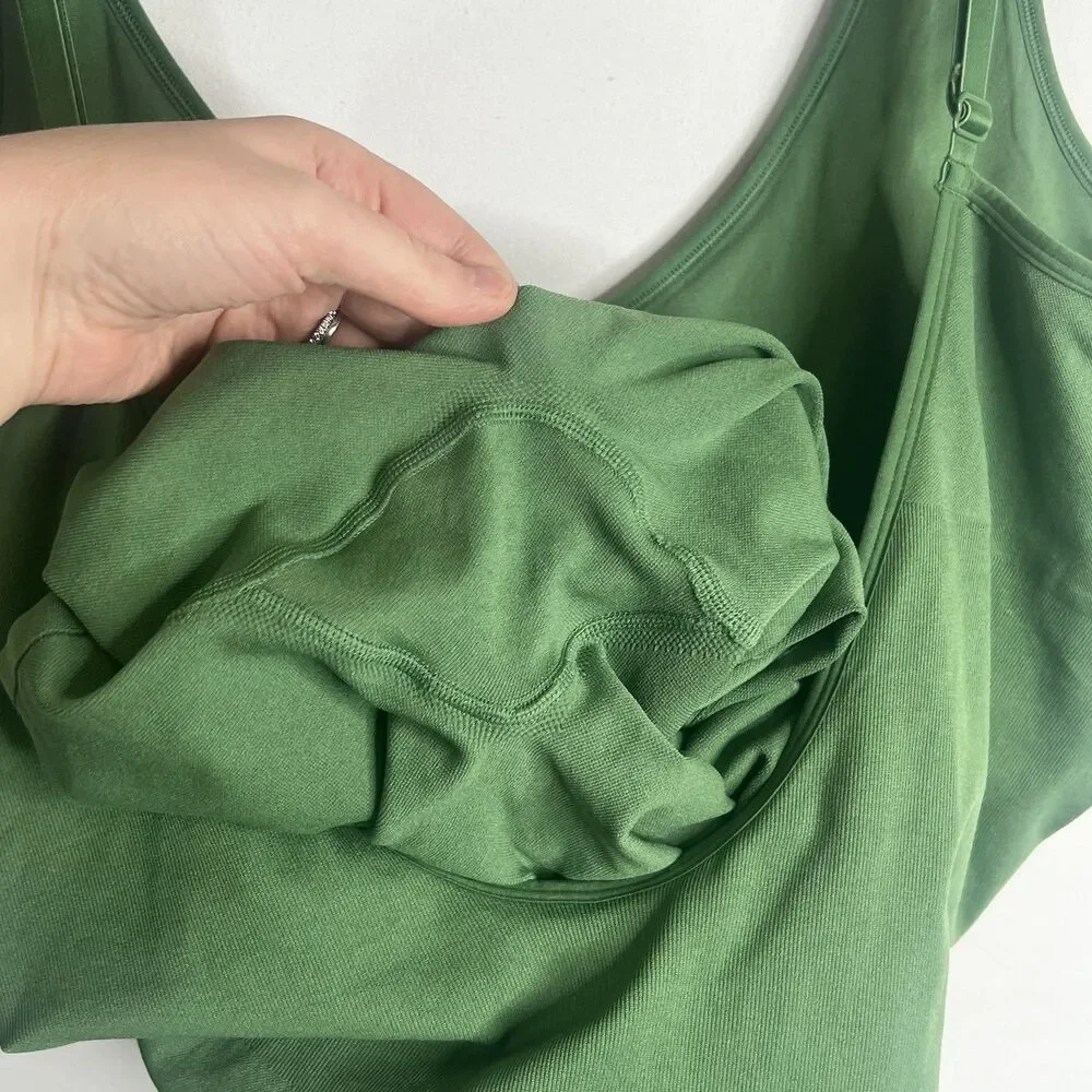VS PINK Active 6” Seamless Workout Bodysuit Romper Green Sz XXL Athleisure Gym